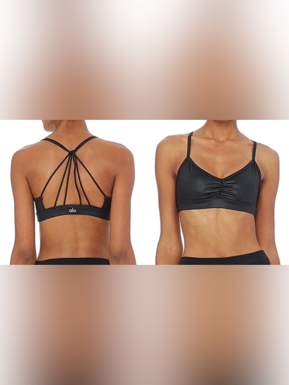 Alo Yoga Women's Sunny Strappy Sports Bra Shiny Black Size XS